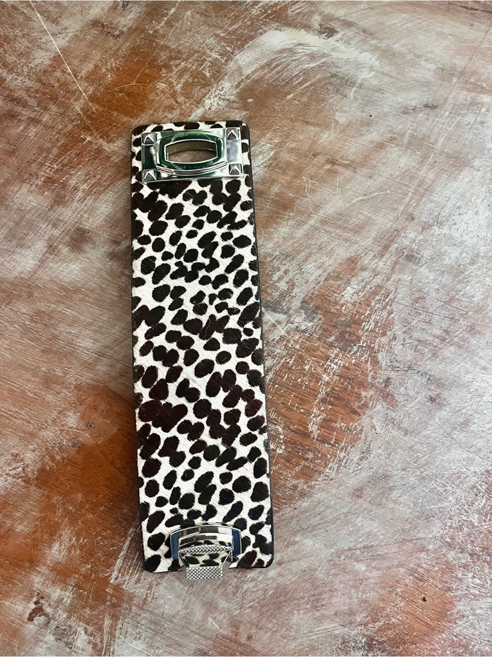 Ann Taylor Leopard Print Cuff Bracelet with Silver-Tone Hardware - Picture 6 of 7